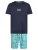 Phil & Co Heren shortama korte pyjama set blauw gebloemd