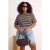 Trendyol Curve Dames Bruin Gestreept Kort Getailleerd Grote maten T-shirts