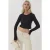 Elastische Crew Neck Lange Mouwen Cropped Top