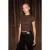 Slim fit cropped T-shirt met ronde hals