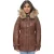 Dames lederen parka jas met capuchon-Putian