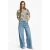 comma gebloemde top marineblauw