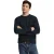 Marineblauw T-shirt met lange mouwen, regular fit en geborduurd Rigby Go-logo