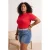 Trendyol Curve Dames Rood Effen Kort Regular fit Grote maten T-shirts