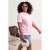 Trendyol Curve Dames Roze Slogan Kort Regular fit Grote maten T-shirts