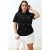 Trendyol Curve Dames Zwart Bloemen Kort Relaxed fit Grote maten T-shirts