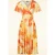 Topvintage exclusive ~ Irene Aquarel Cross Over swing jurk in oranje en geel