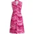 Mouwloze jurk met V-hals en vloeiende abstracte print in levendig roze.