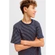 JACK & JONES JUNIOR gestreepte T-shirt donkerblauw
