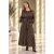 Curviss maxi blousejurk met ceintuur – donkerbruin