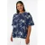 Zizzi rechtvallend gebloemde top Plus Size – donkerblauw