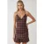 Geruite Mini-jurk met V-Hals