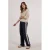 Didi travelstof wide leg high waist gestreepte casual broek donkerblauw