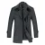 Heren winter verdikte effen kleur revers casual wollen jas met gestreepte kraag grijs
