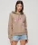 Metallic Hoodie met Vintage Logo en Grafische Print Beige