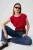 TRENDYOLMİLLA Dames Rood Effen Driekwart mouw Regular fit Blouses