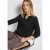 Street One Dames Shirt van jersey met gespleten hals in Zwart