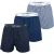 Happy Shorts 3-pack wijde boxershorts heren gestipt geblokt effen blauw