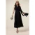 Oltre Long Pleated Dress With Ruffle Black