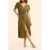 ICode Khaki Linen Blend Buttoned Midi Dress Khaki
