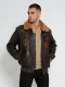 Top Gun leren jas TG2023004 met lamsleren kraag