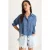 Gestreepte Gevoerde Crop Shirt met Knopen en Zak