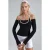Slim Fit Gebreide Blouse met U-Hals en Contrastbinding