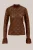 WE Fashion – Dames jersey T-shirt van kant – Donkerbruin –
