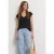 Shirt met overhangende schouders en V-hals