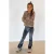 Like Flo rechtvallende blouse met split en panterprint – bruin
