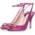 Jimmy Choo roze satijnen peeptoe sandalen met kristallen