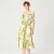 Tropische print trapeze -jurk met ruches en dunne riemen