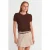 Geribbelde Crop Blouse met Textuur