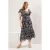 Curve damesjurk, marineblauw, met bloemenprint, mouwloos, geschikt voor cocktails in grote maten.