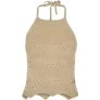 Urban Classics Ladies Short Crochet Knit Neckholder Top Softseagrass