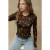Patroon Lange Mouw Doorzichtige Blouse