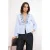 TRENDYOLMİLLA Dames Blauw Gestreept Lang Regular fit Overhemden