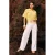 LOLALIZA wide leg high waist broek wit broderie