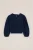 WE Fashion – Meisjes cropped top met structuur – Regular fit – Donkerblauw –