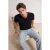 TRENDYOL MAN Heren Zwart Effen Kort Regular fit T-shirts