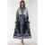 Geprinte Lange Mouw Maxi Jurk met Ceintuur