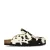 Sacha leren clogs met ponyhair en koeienprint zwart/ecru