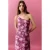 MANGO TEEN gebloemde one shoulder jurk roze