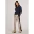 Didi travelstof wide leg high waist gestreepte casual broek grijsbruin