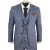 Heren 3-delige Blauw Grijze Tweed Check Vintage Retro Pak