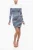 Tweekleurige gestreepte bodycon mini-jurk met gouden hartjes in Bianco, Blu