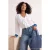 Trendyol Curve Dames Ecru Effen Lang Regular fit Grote maten Blouses