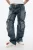Losse cargojeans met normale taille in blauw