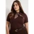 Trendyol Curve Dames Bruin Colorblock Kort Getailleerd Grote maten Blouses