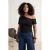 Trendyol Curve Dames Zwart Effen Kort Getailleerd Grote maten Blouses